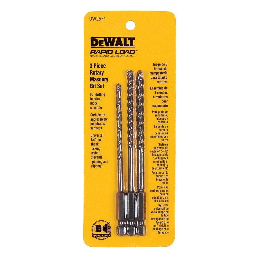 DEWALT Rotary Masonry Bit Set 3 Piece DW2571 The Home Depot