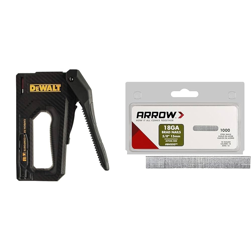 DEWALT Staple Gun With Carbon Fiber Body DWHT80276 And Arrow 1000 Pack 18 Gauge Brad Nails For Molding Cabinets Framing Amazon