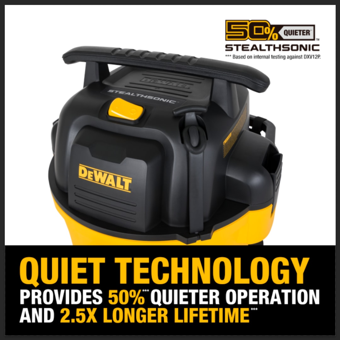 DEWALT Stealthsonic Quiet 12 Gallon 5 5 HP Corded Wet Dry Shop 