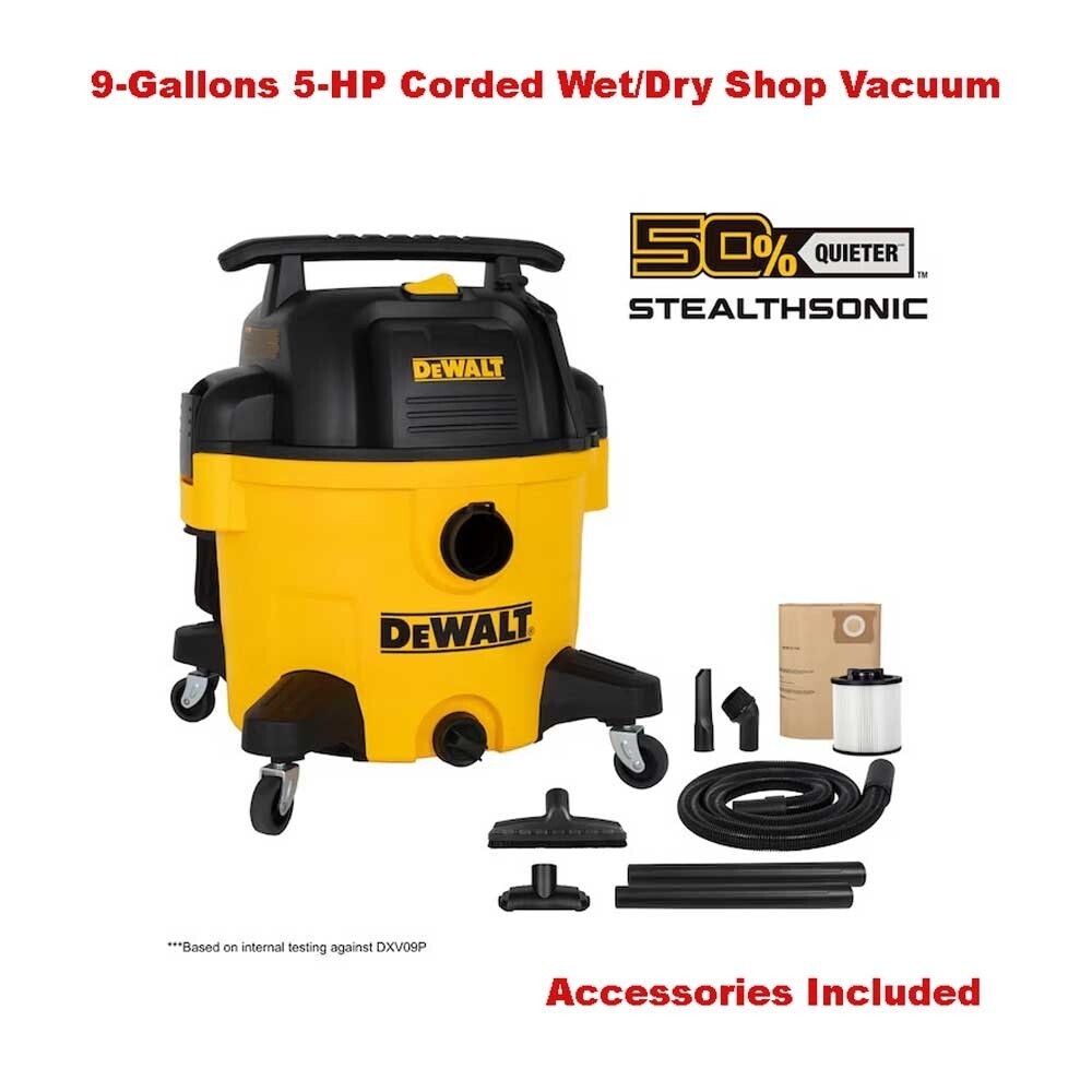DEWALT Stealthsonic Quiet 9 Gallons 5 HP Wet Dry Shop Vacuum Accessories EBay