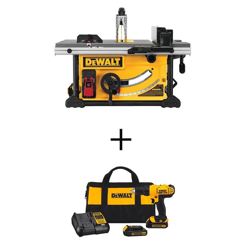 DEWALT Table Saw 10 15 Amp Corded W Stand W Drill Driver Kit 20V Cordless EBay