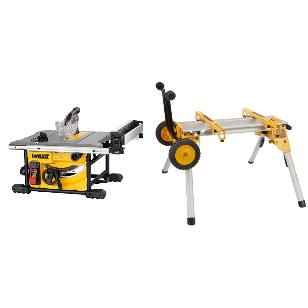 DEWALT Table Saw For Jobsite Compact 8 1 4 Inch With Table Saw Stand Mobile Rolling DWE7485 DW7440RS Amazon