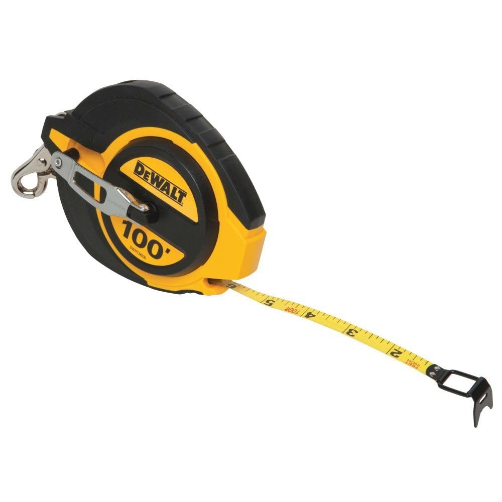 DEWALT Tape Measure 100 Foot Self Lock Solid Chrome Finish Rubber Grip DWHT34036L Tape Measures Amazon