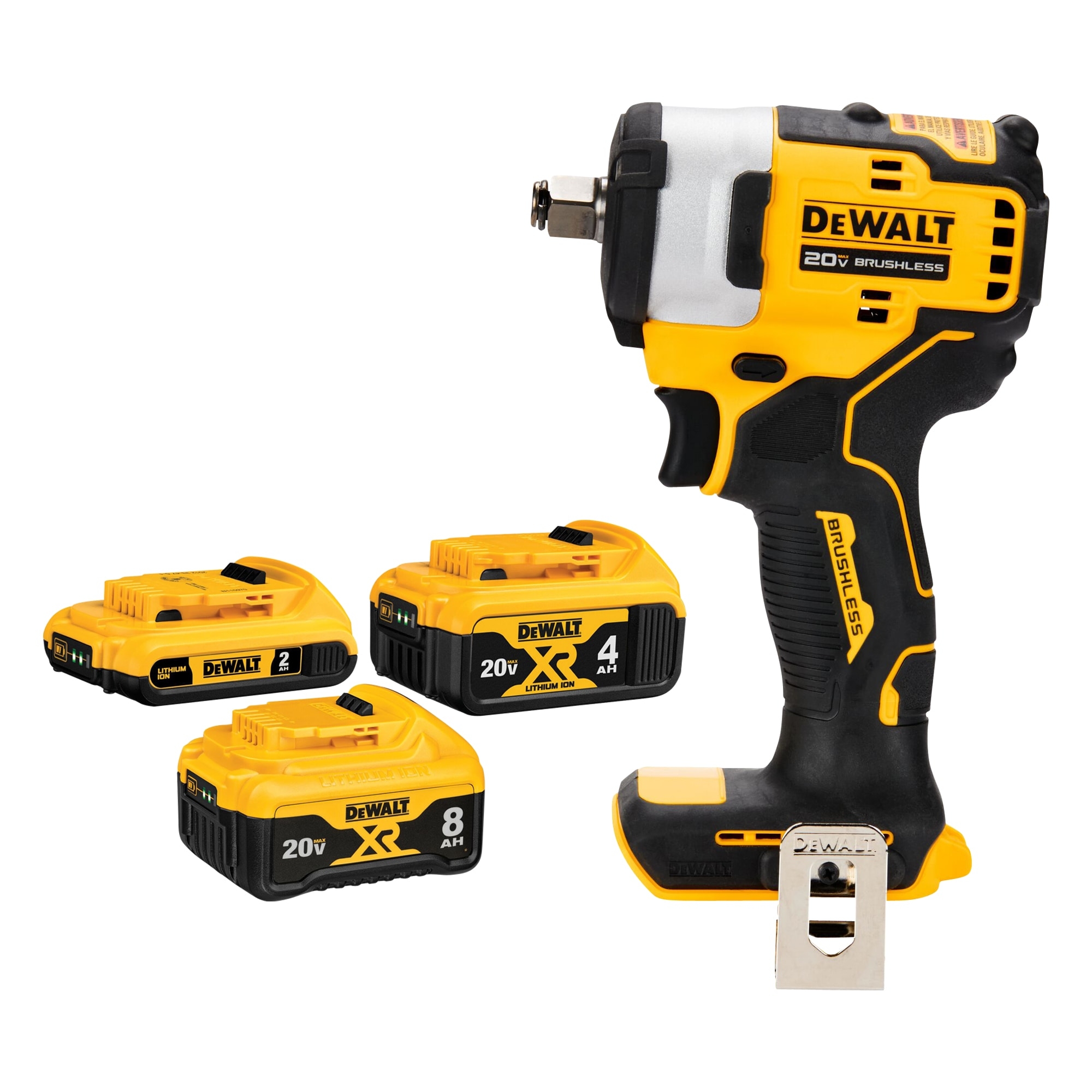 DEWALT V20 3 Pack 8 Amp Hour 4 Amp Hour 2 Amp Hour Lithium ion Power Tool Battery U0026 20 volt Max Variable Speed Brushless 1 2 in Square Drive 
