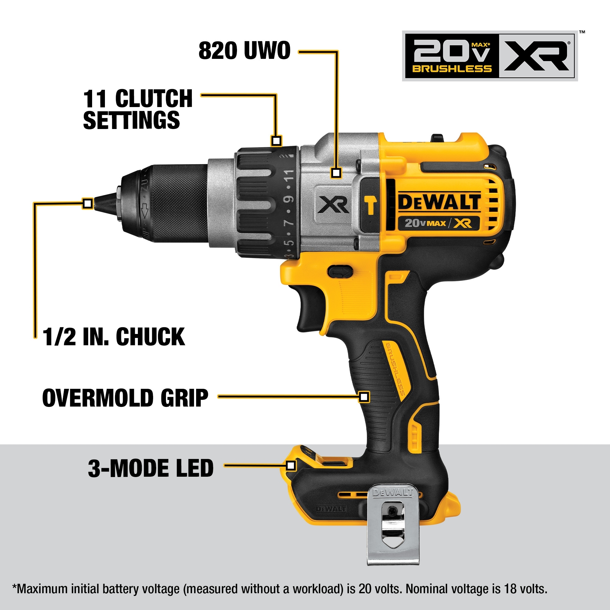 DEWALT XR 1 2 in 20 volt Max Variable Brushless Cordless Hammer Drill Charger Not Included DCD996B At Lowes