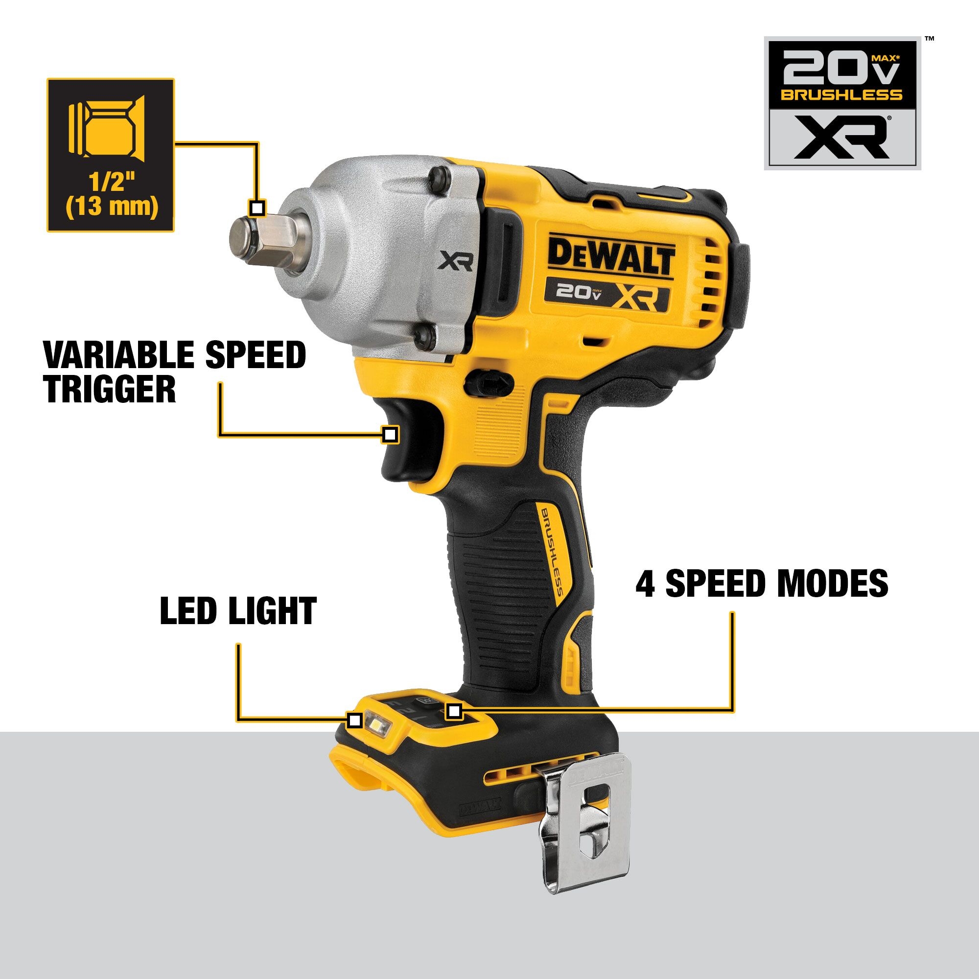 DEWALT XR 20 volt Max Variable Brushless 1 2 in Drive Cordless Impact Wrench Battery Not Included And Charger Not Included DCF891B At Lowes
