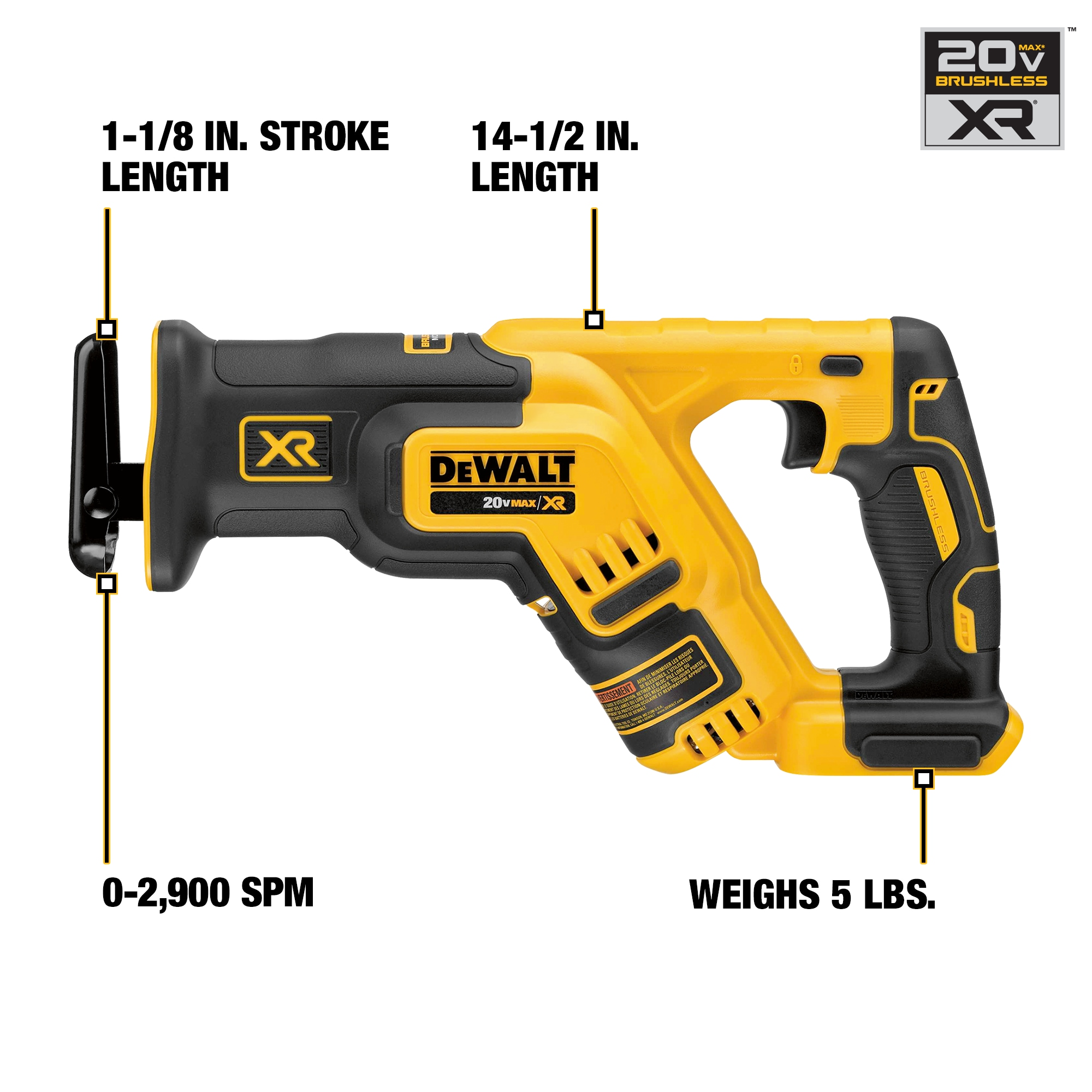 DEWALT XR 20 volt Max Variable Speed Brushless Cordless Reciprocating Saw