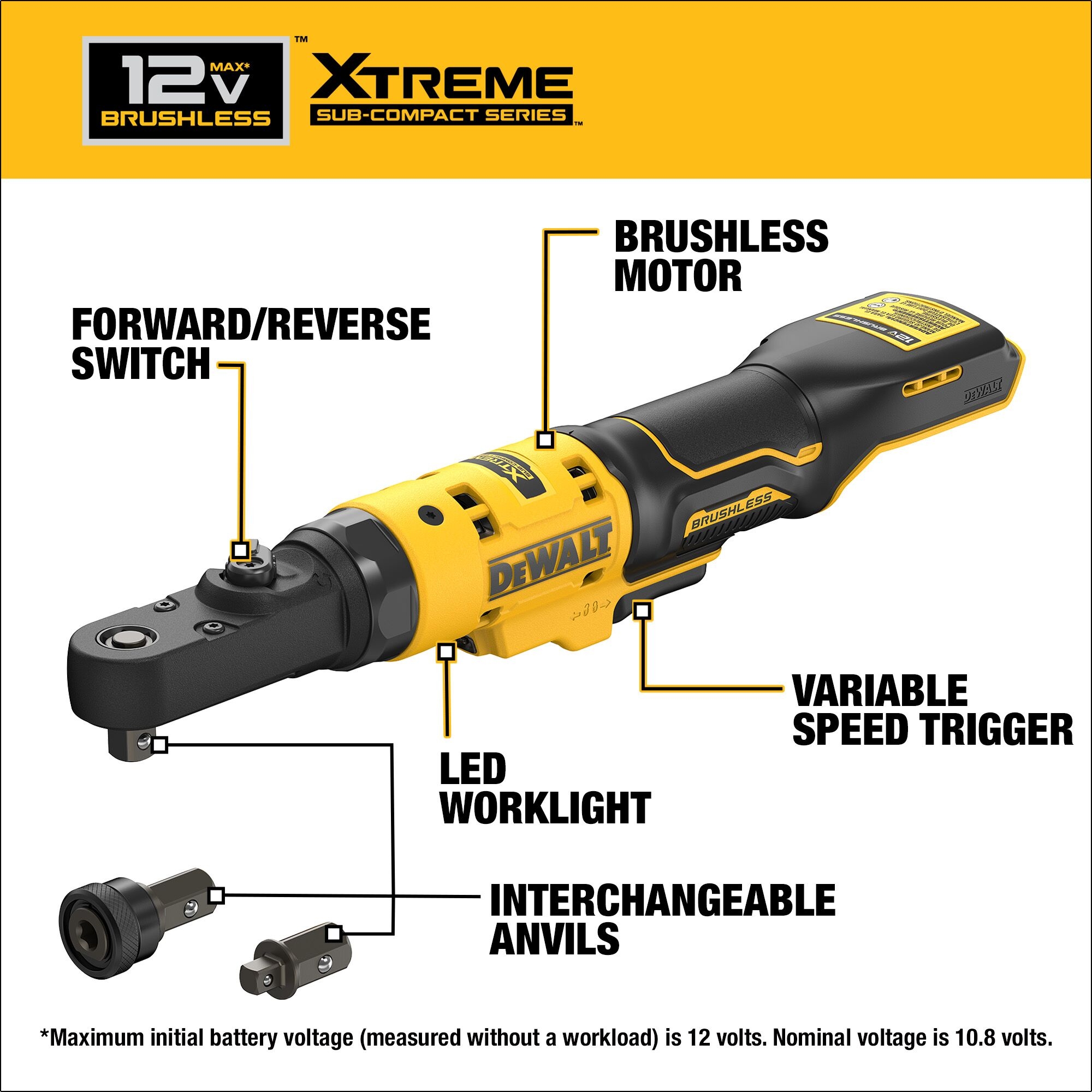 DEWALT XTREME 12 volt Max Variable Brushless 1 4 in 3 8 in Drive Cordless Ratchet Wrench Battery Not Included And Charger Not Included DCF500B At Lowes