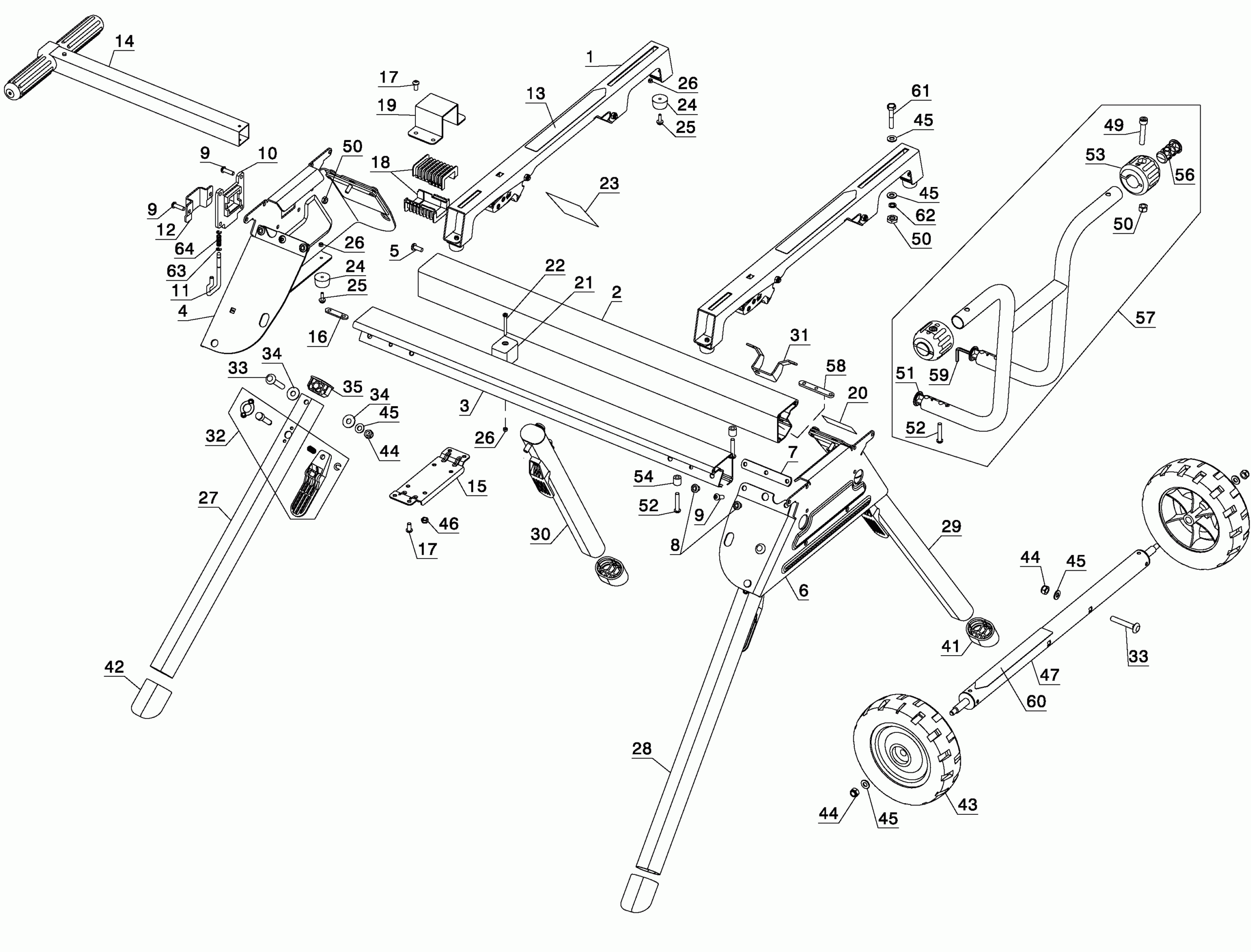 dewalt miter saw stand parts