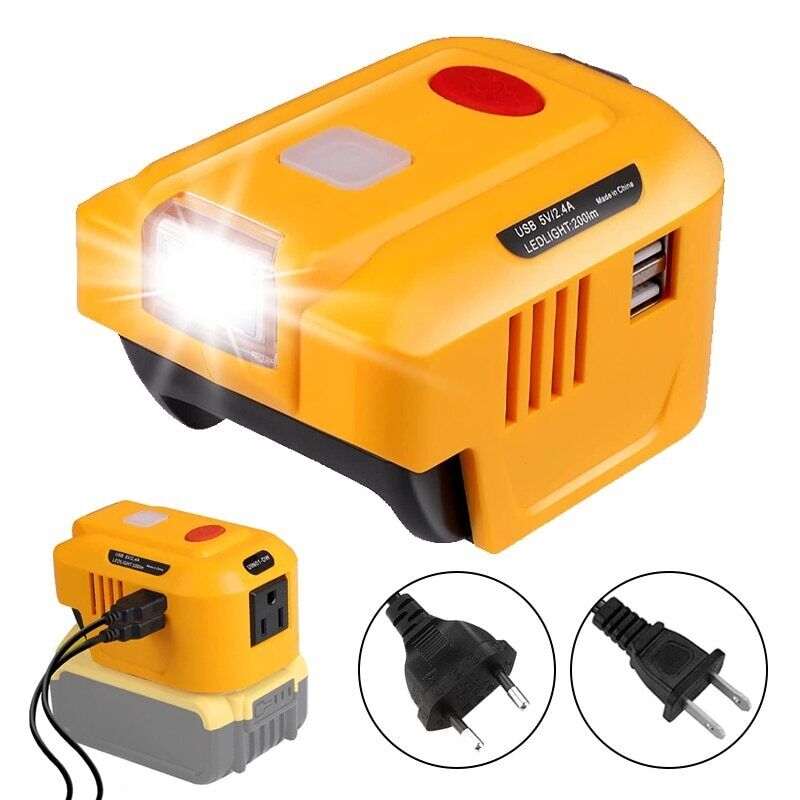 For Dewalt Battery Inverter Generator DC 20V To AC 110V 220V Inverter Power LED