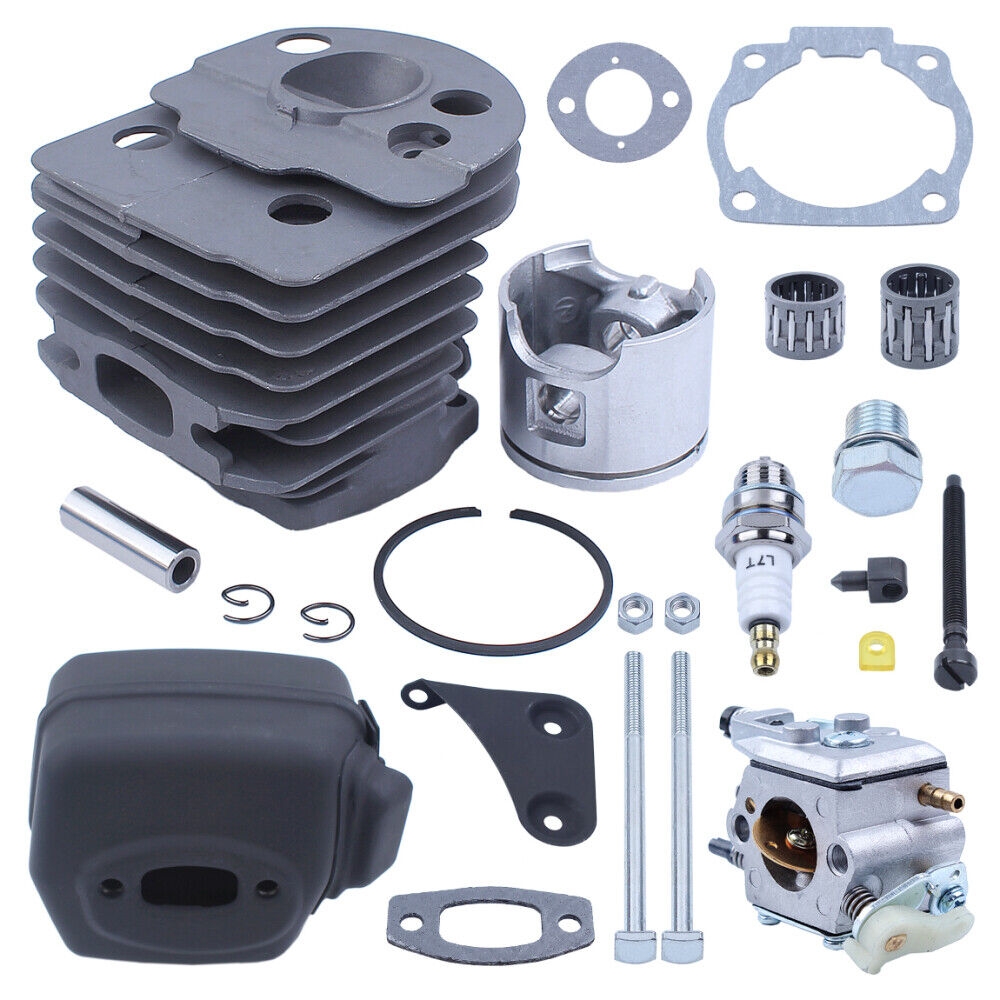 For Husqvarna 55 51 Carburetor Cylinder Piston Kit Bore 46mm Chainsaw Muffler EBay