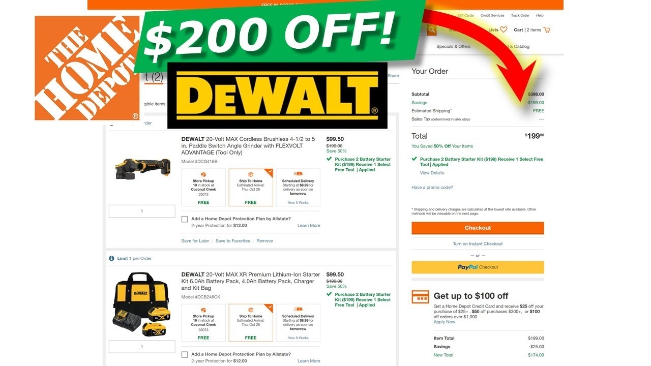 Free 200 DeWalt Tool Buy One Get One Home Depot Black Friday 2021 YouTube