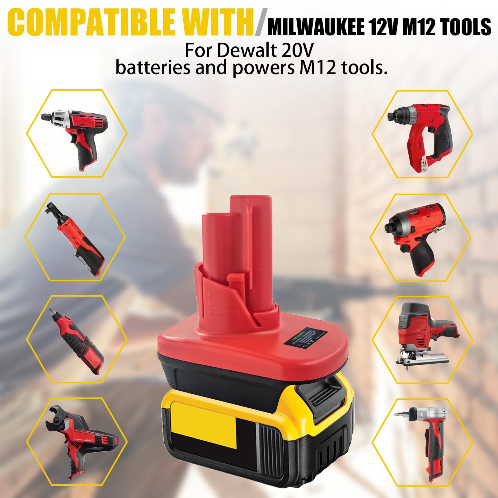 Fybemax For Milwaukee M18 To M12 Battery Adapter For Dewalt 20V To For Milwaukee 12V M12 Converter Convert 18V 20V Battery To 12V Battery Tools Amazon Tools Home Improvement
