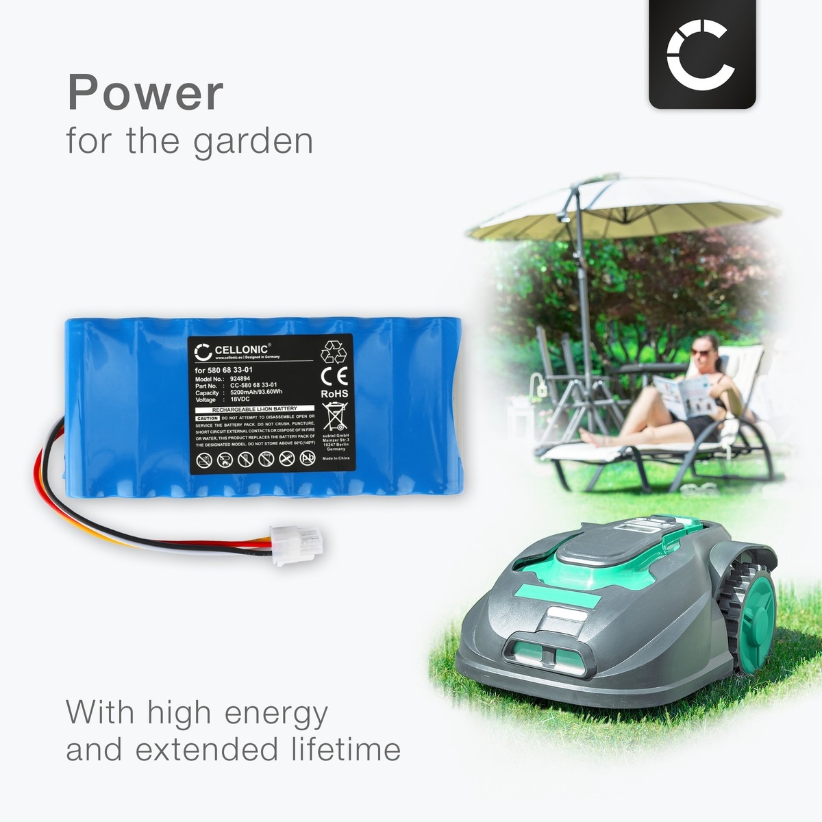 FYIOGXG 5200mAh Replace Battery For Automower 420 2018 Automower 430