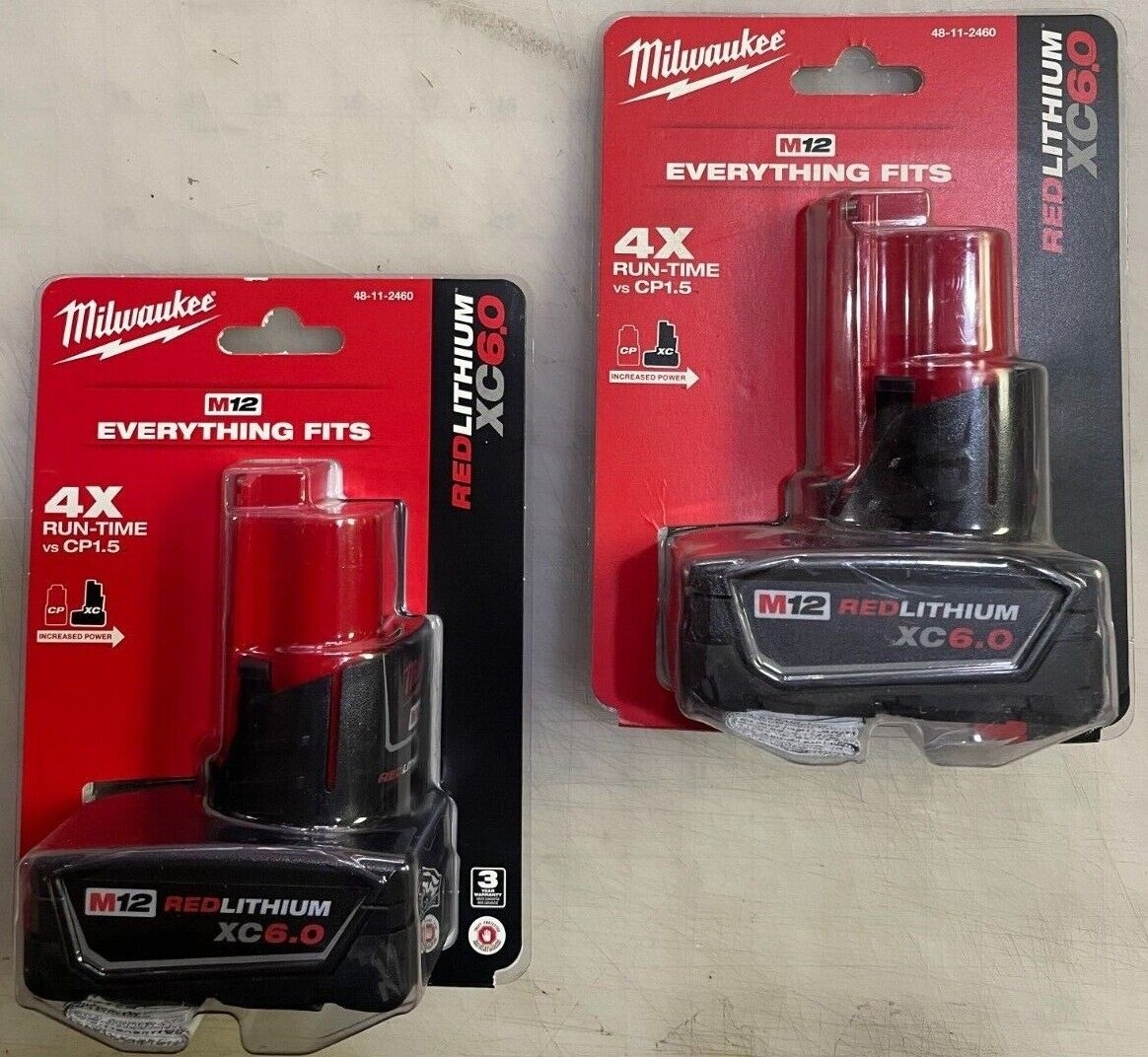 Genuine Milwaukee 2 Pack M12 XC 6 Amp 12V Red Battery 48 11 2460 NEW EBay