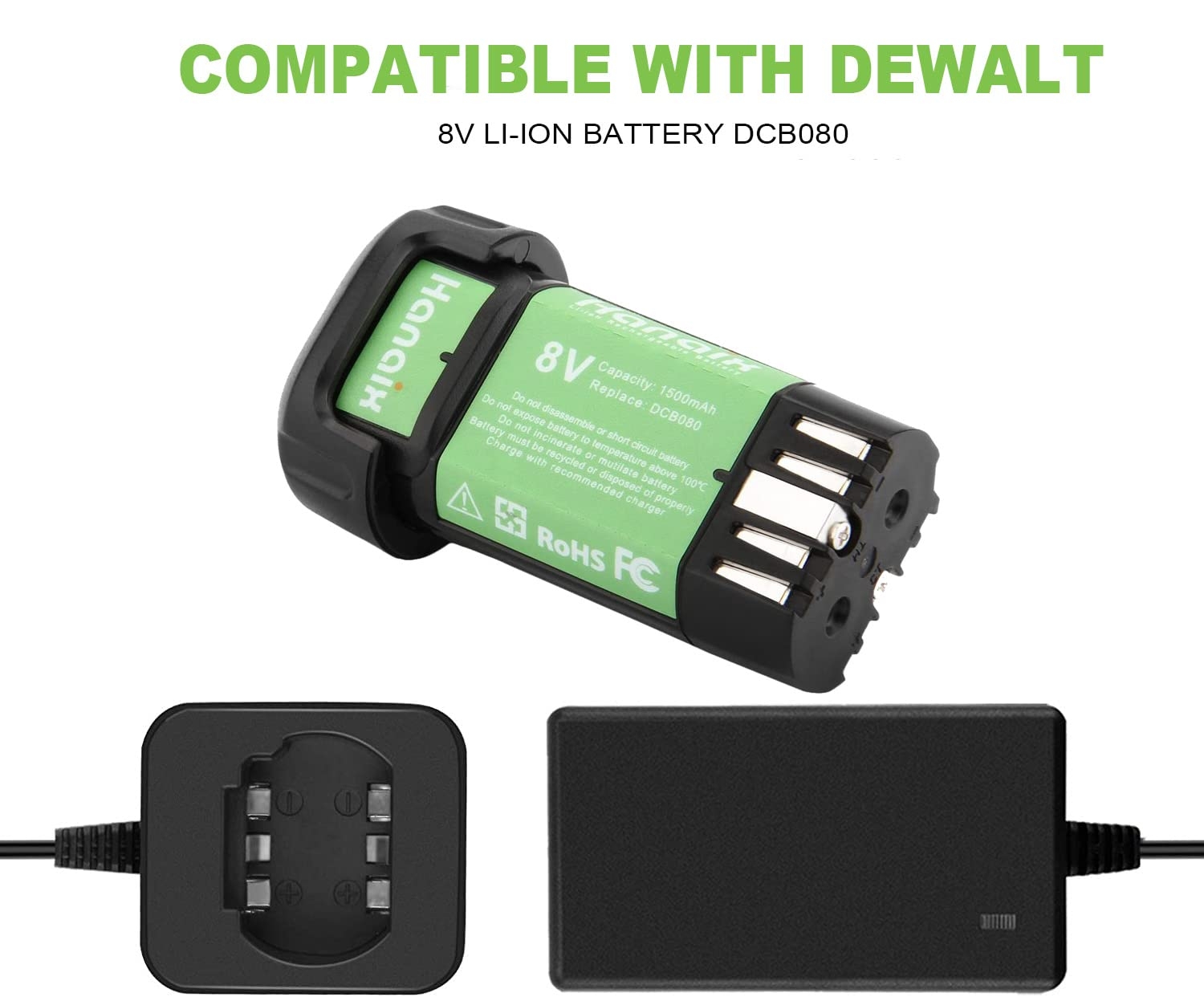 Hanaix 8V Li Ion Battery Charger Compatible With Dewalt DCB080 DW4390 DCF680N1 DCF680N2 DCF680G2 Not For Ni Mh Ni Cd Batteries Amazon