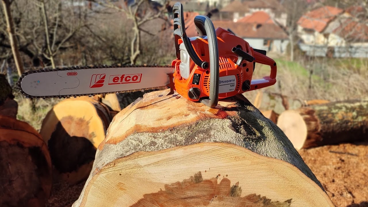 HUSQVARNA 120 Mark II First Start First Cuts Big Wood Test Improvements Tacho RPM And More YouTube