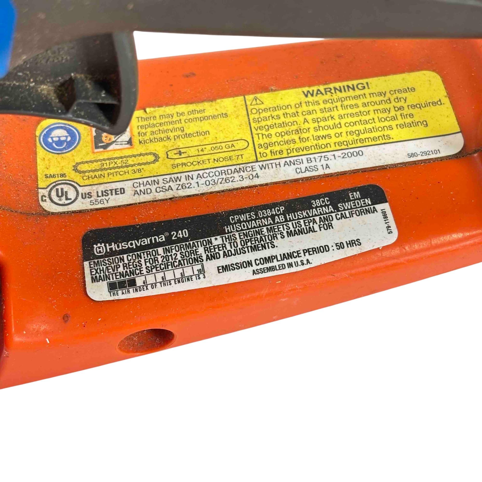 Husqvarna 240 38cc Engine Gasoline Powered 14 inch Bar Compact Chainsaw