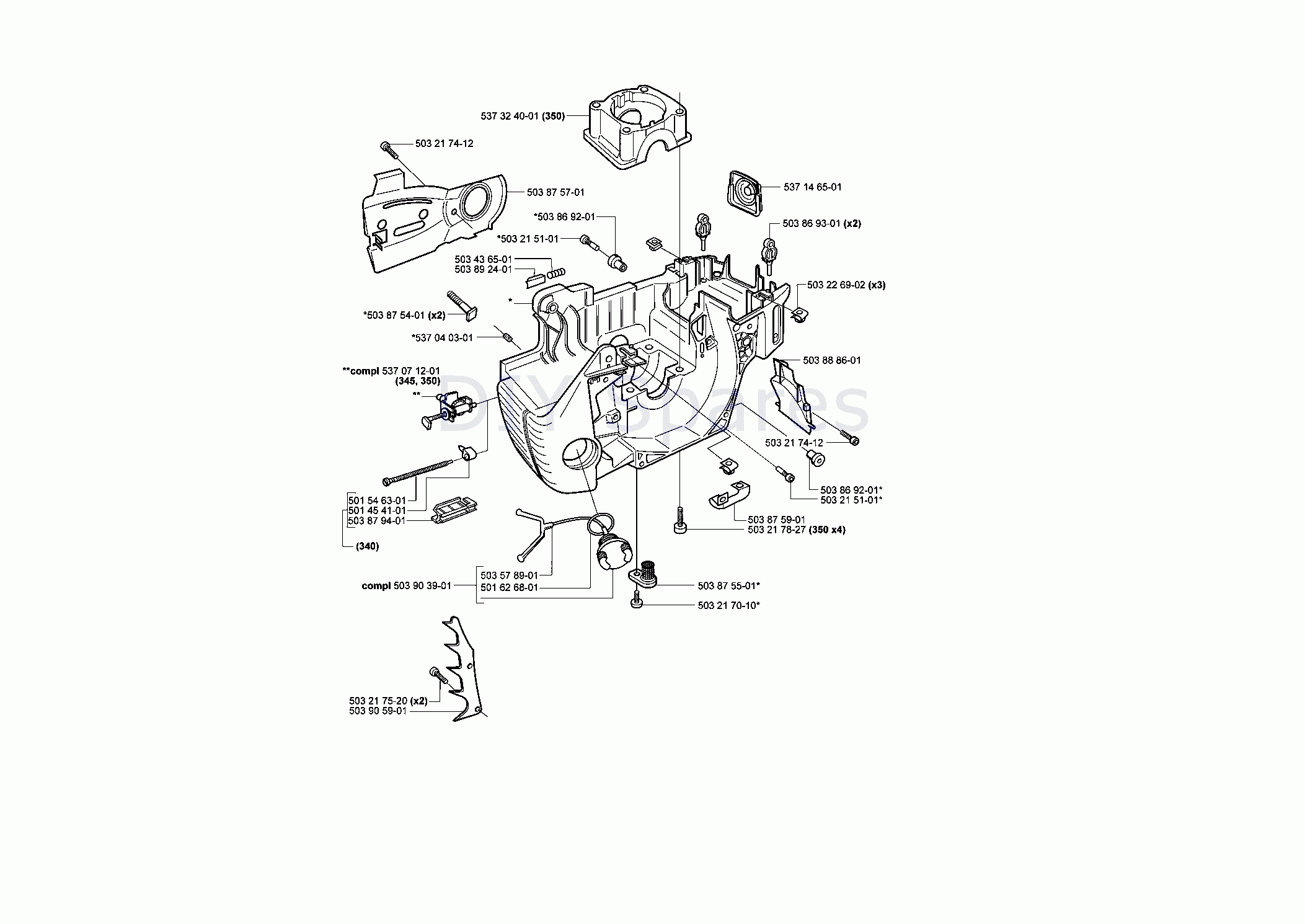 Husqvarna 350 Chainsaw 2004 Parts Diagram Page 9