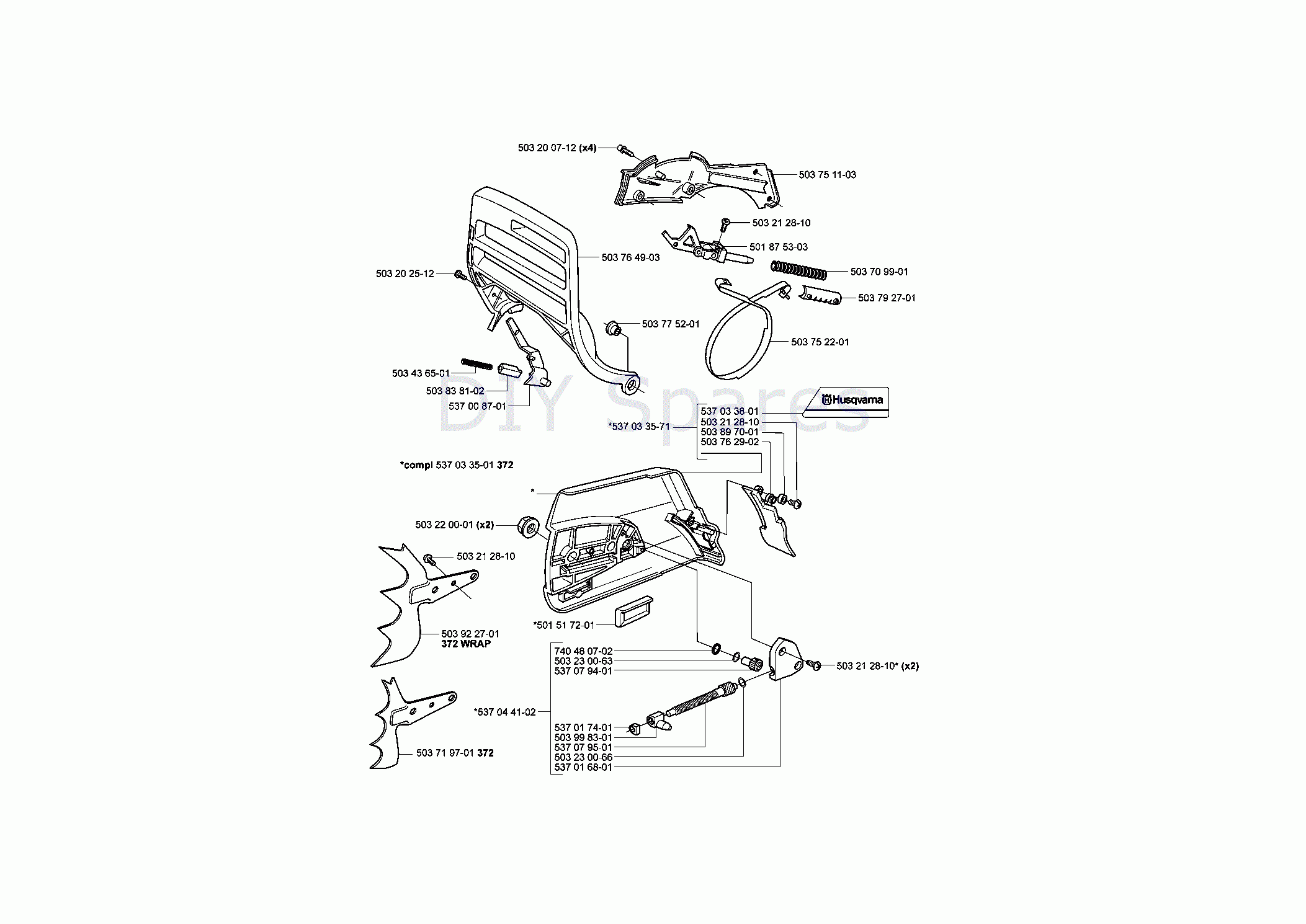 Husqvarna 372XP Chainsaw 2003 Parts Diagram Page 1