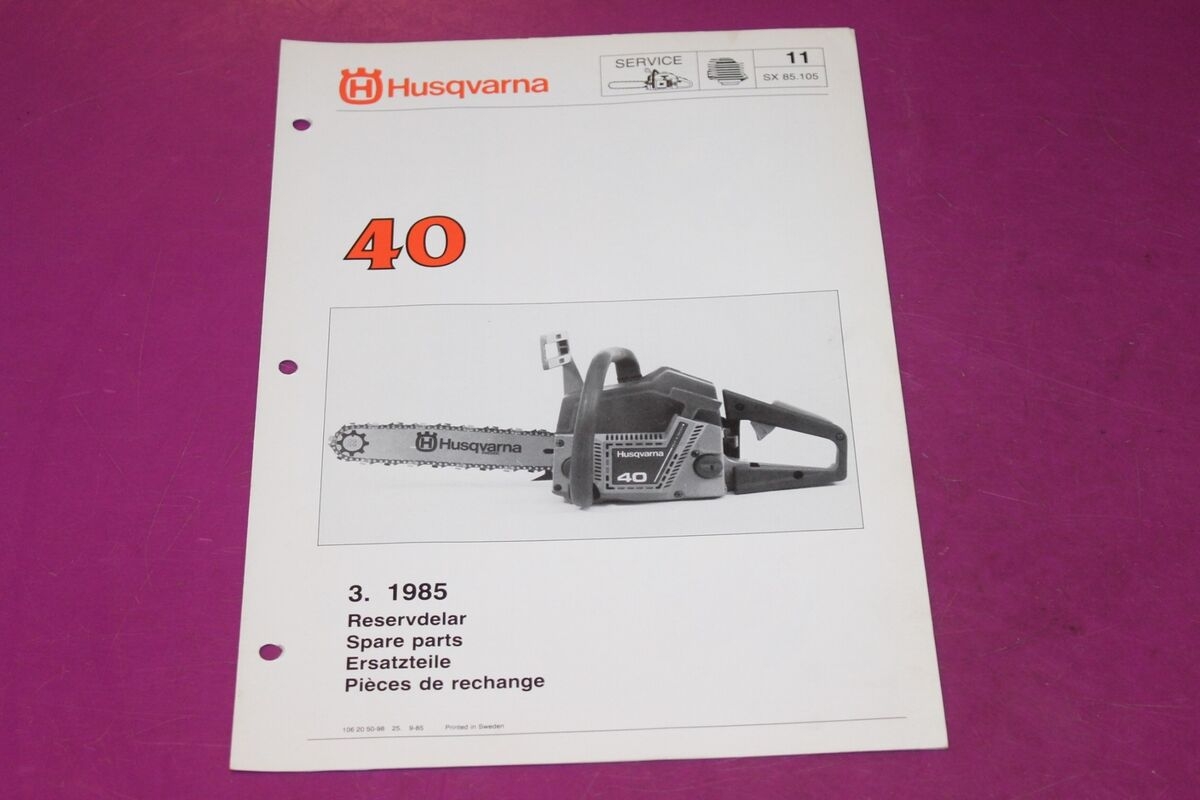 Husqvarna 40 Chainsaw Model No SX 85 105 Parts List EBay