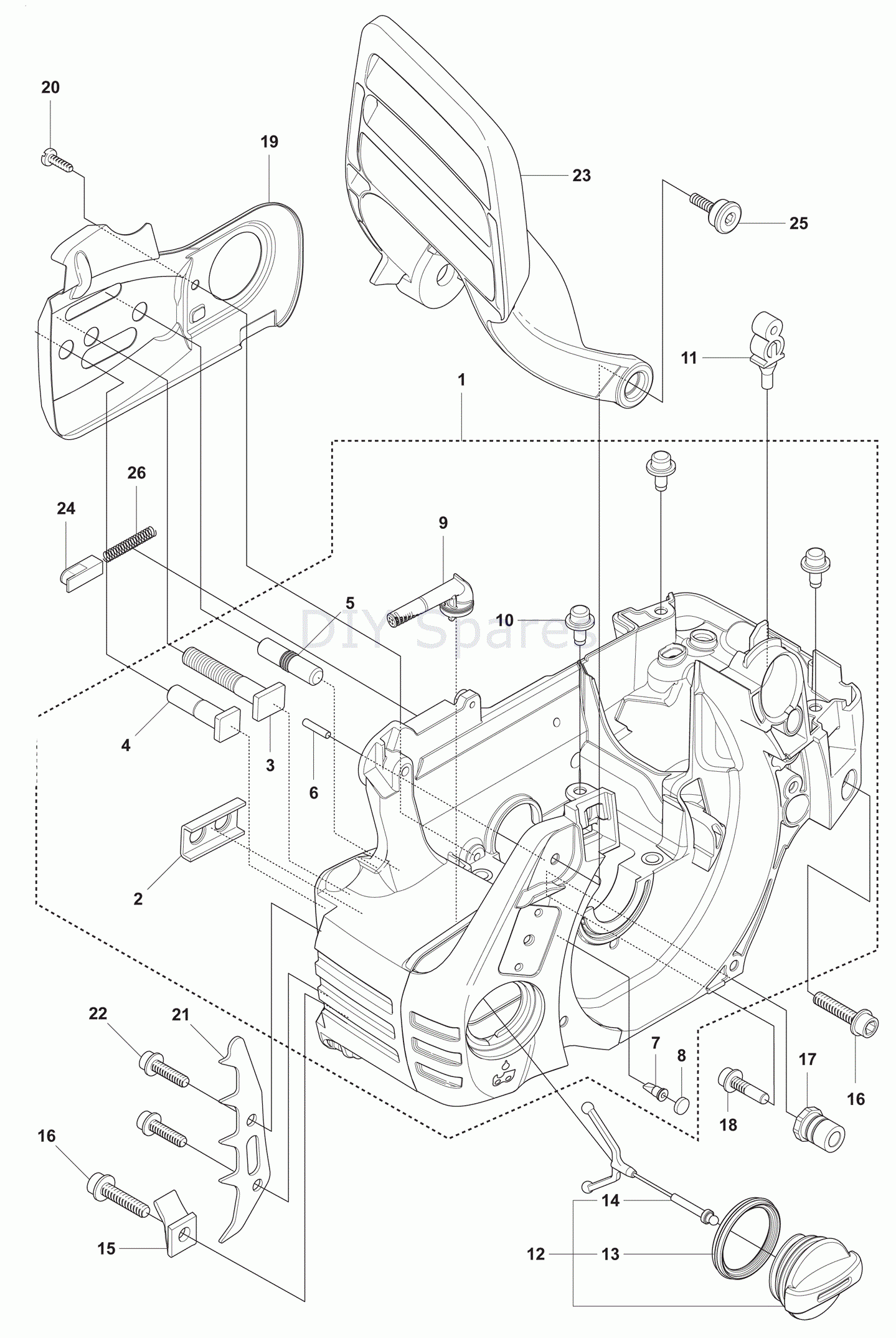 Husqvarna 435e Chainsaw 2011 Parts Diagram Crank Case