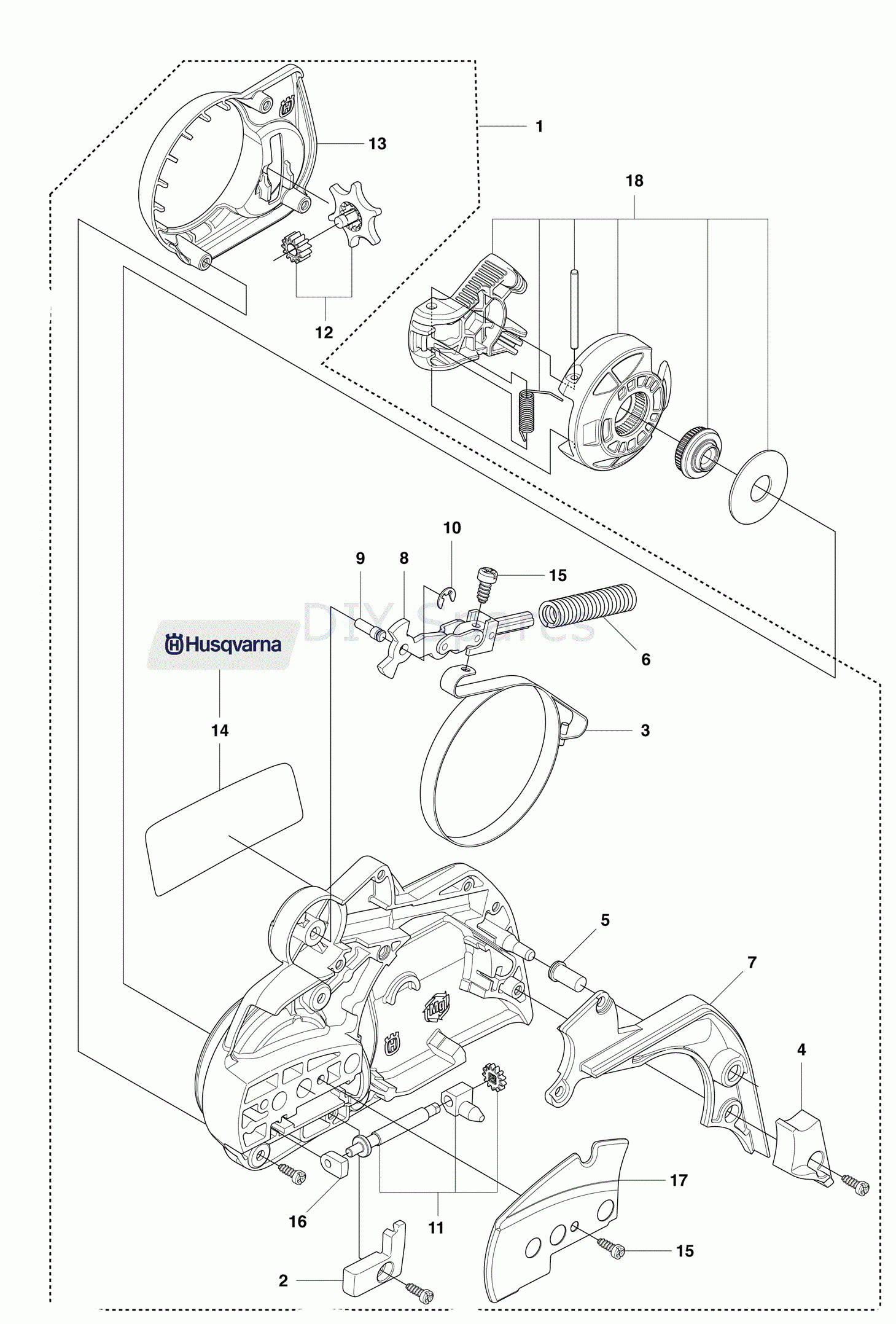 Husqvarna 445e Chainsaw 2011 Parts Diagram Chain Break Clutch Cover 445e