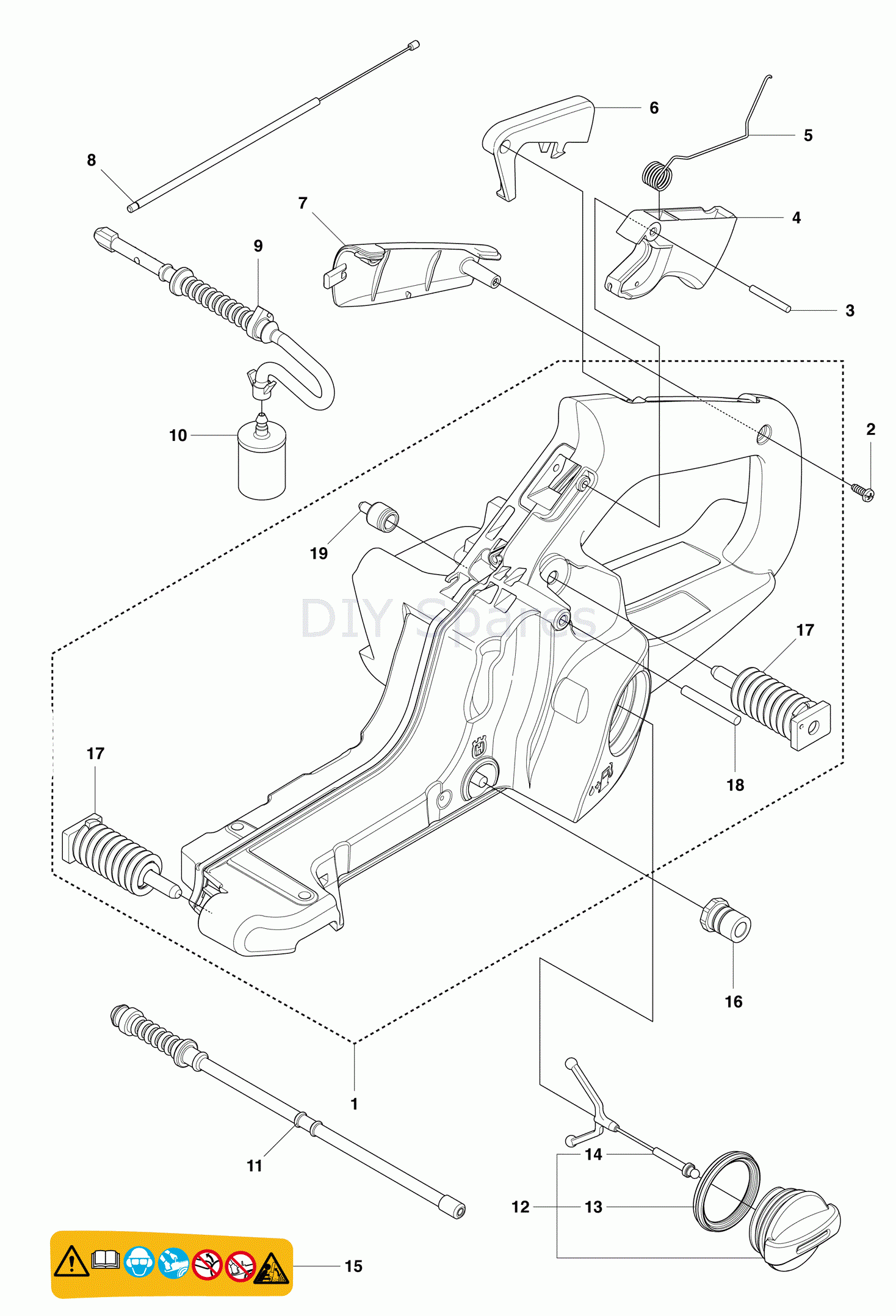 Husqvarna 445e Chainsaw 2011 Parts Diagram Fuel Tank