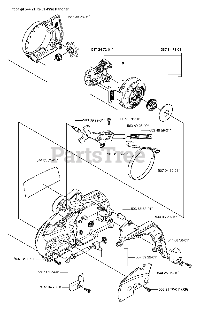 husqvarna 455 rancher chainsaw parts diagram