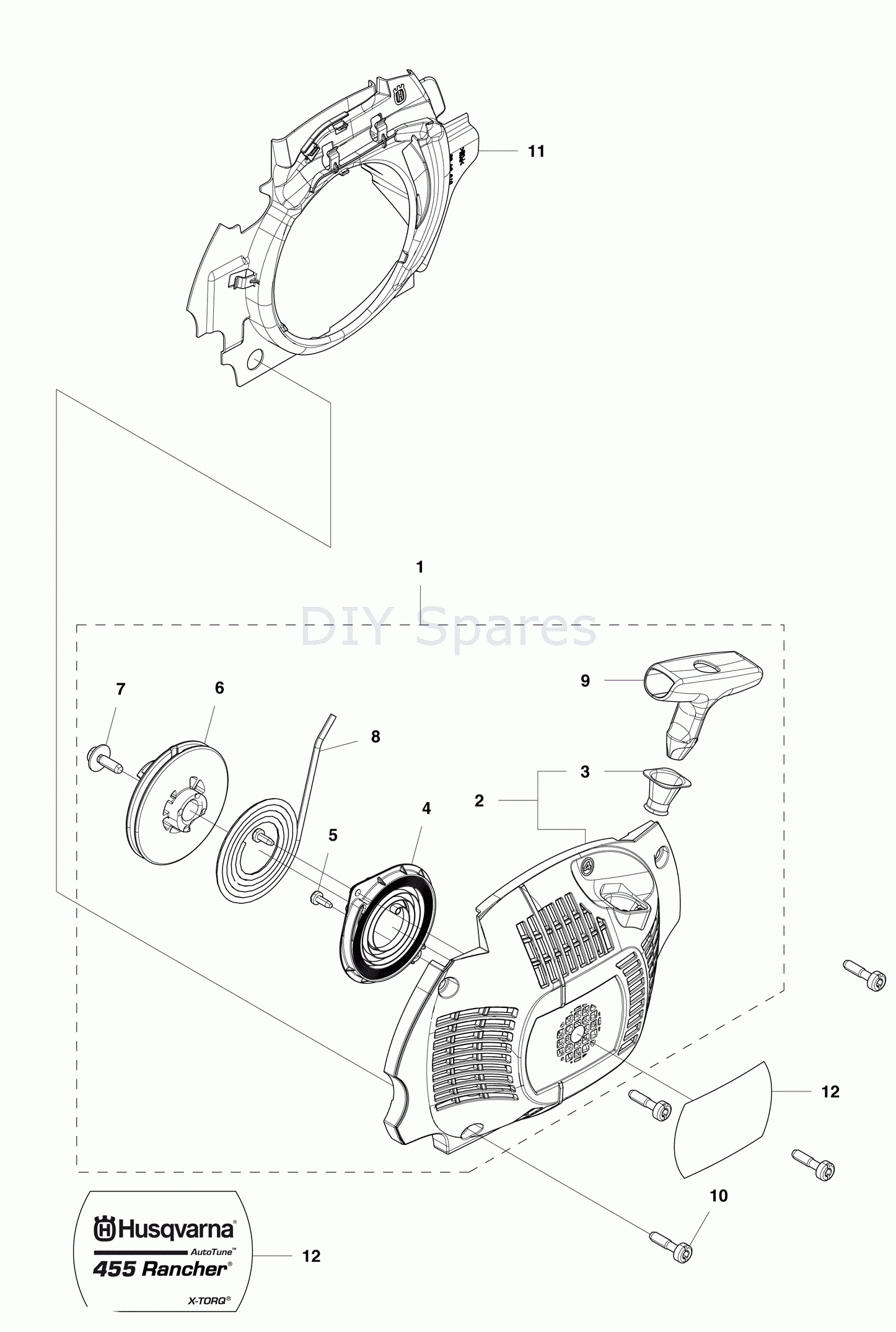 Husqvarna 455 Rancher Chainsaw 2012 Parts Diagram Starter
