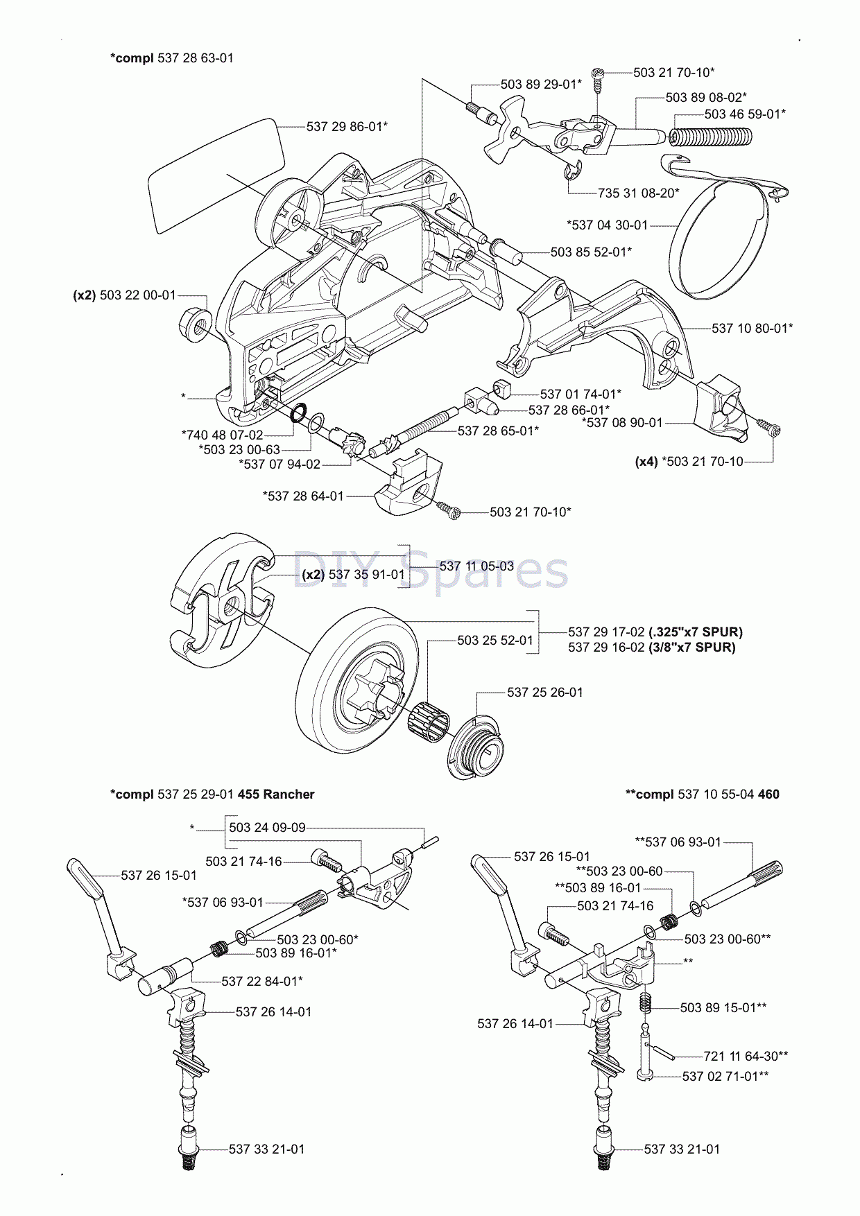 husqvarna chainsaw 460 rancher parts