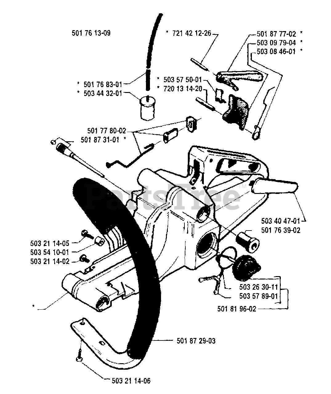 Husqvarna 51 Husqvarna Chainsaw 1990 01 Tank Assembly Parts Lookup With Diagrams PartsTree