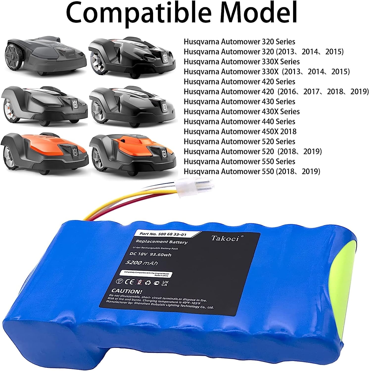 Husqvarna Automower Lawn Mower Battery For 320 330X 420 430 440 550 520 Series 5200mAh Walmart