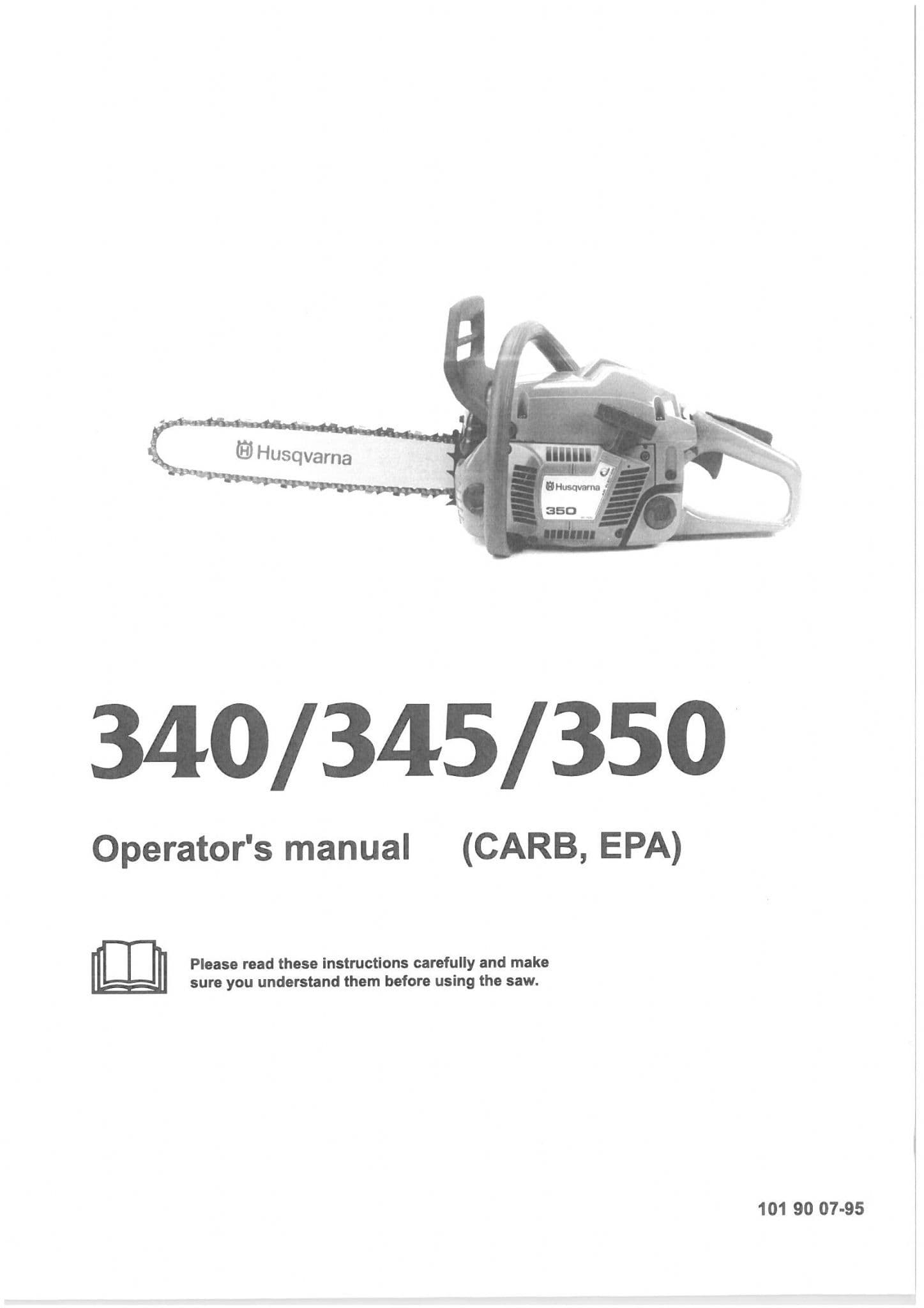 Husqvarna Chainsaw 340 345 350 Operators Manual