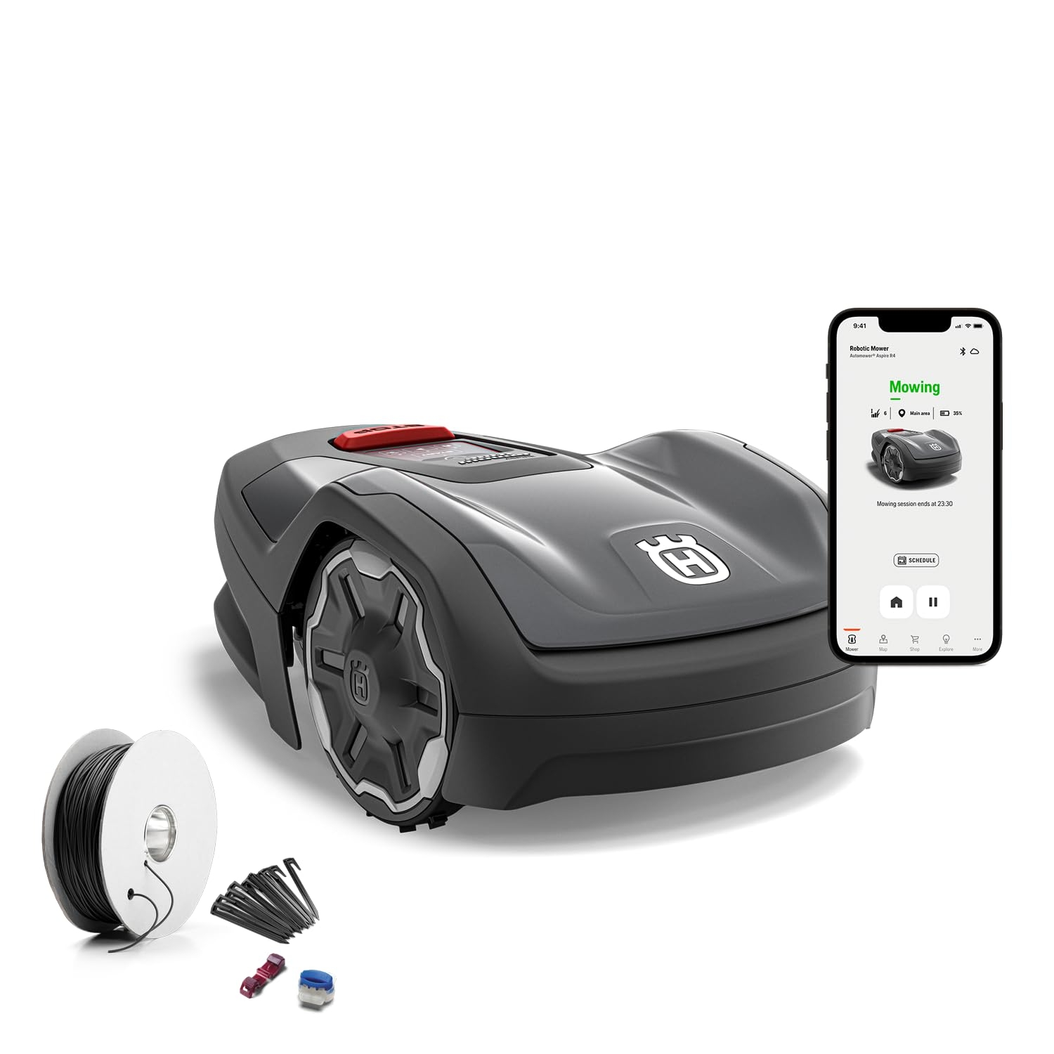 Husqvarna M hroboter Automower Aspire R4 F r 400 M Fl che I Akku Rasenm her Roboter Steuerung Per Connect App inkl Sprachsteuerung WLAN Bluetooth Mit Installations Kit Amazon de Garten