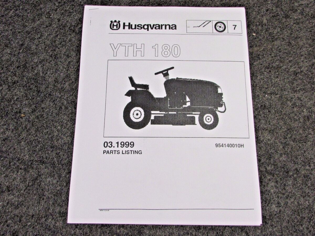 HUSQVARNA YTH 180 LAWN GARDEN TRACTOR MOWER PARTS LIST MANUAL EBay