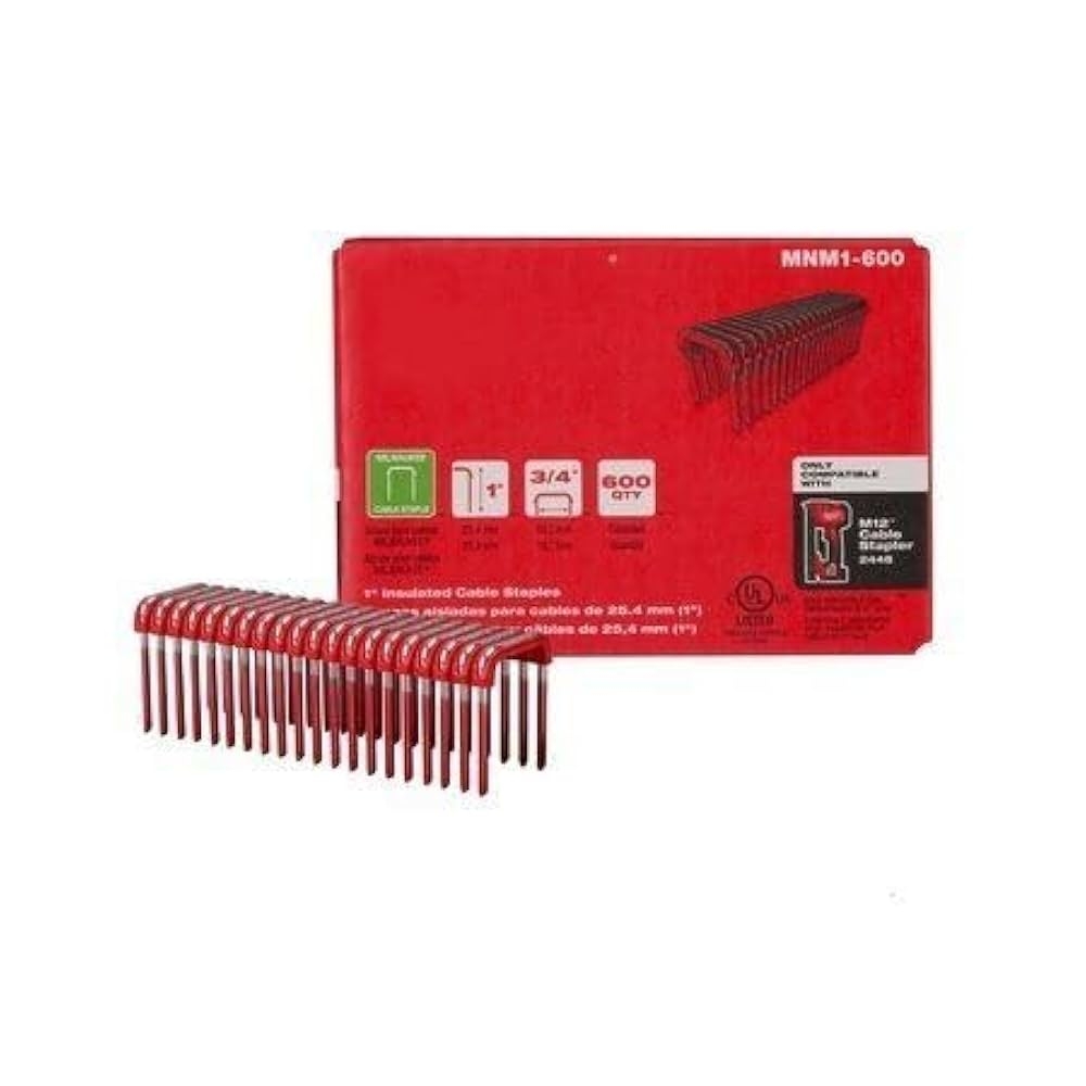 JIOTV For Milwaukee Tool Mnm1 600 Insulated Cable Staples For M12 Cable Stapler 1 In Ht Amazon