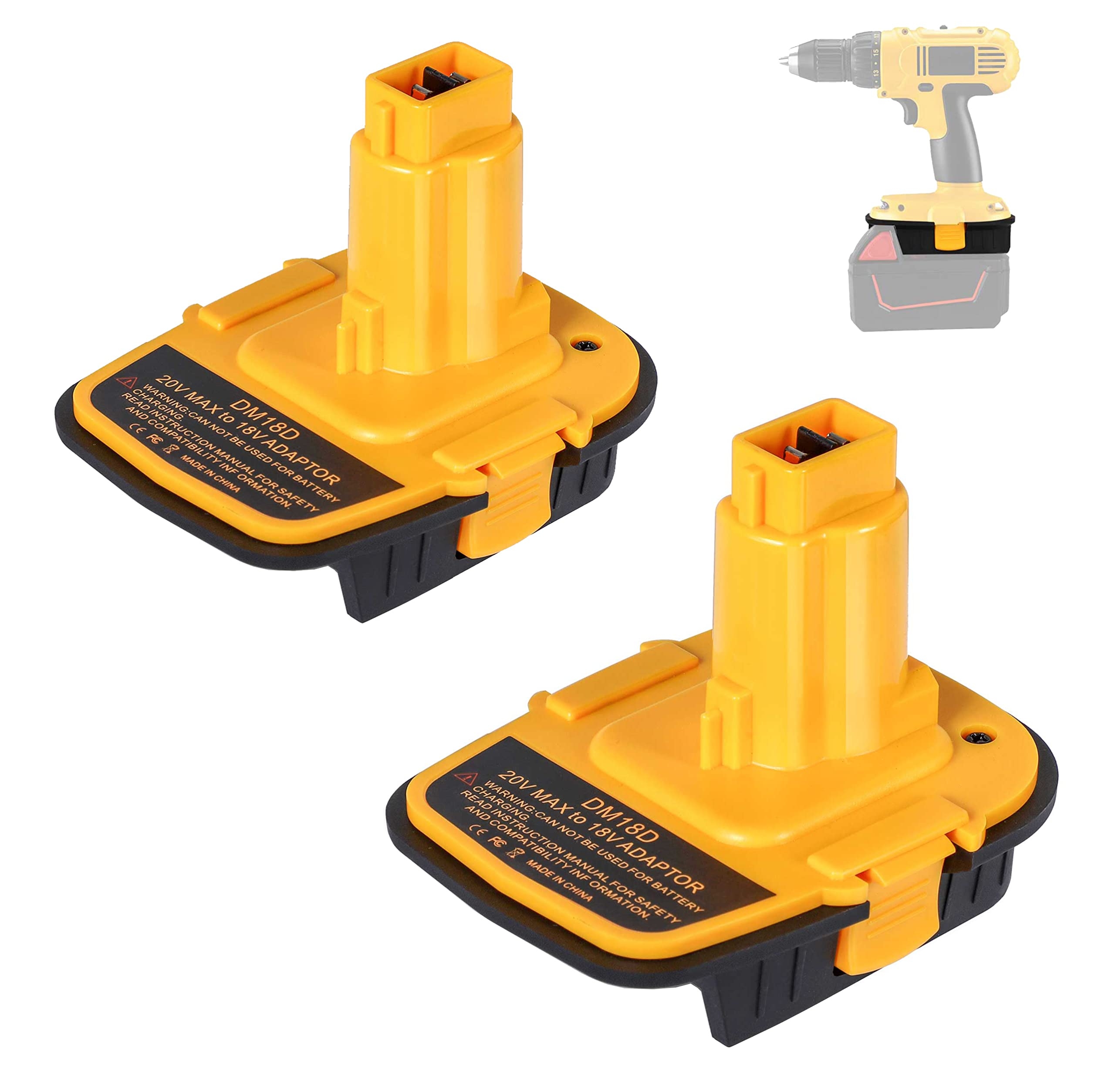 JJXNDO For Dewalt 20V To 18V Battery Adapter 2 Pack DM18D Upgraded Version DCA1820 Converter For