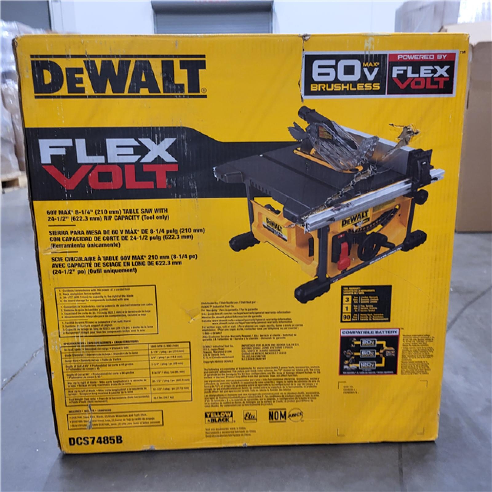 dewalt 60 volt table saw
