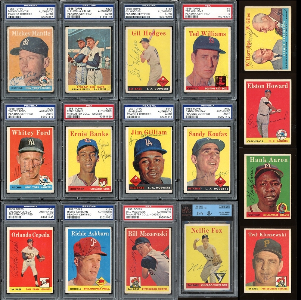 Lot Detail Exceptional 1958 Topps Near Complete Autographed Card Set With 449 Of The 494 Issued Cards Signed PSA DNA JSA