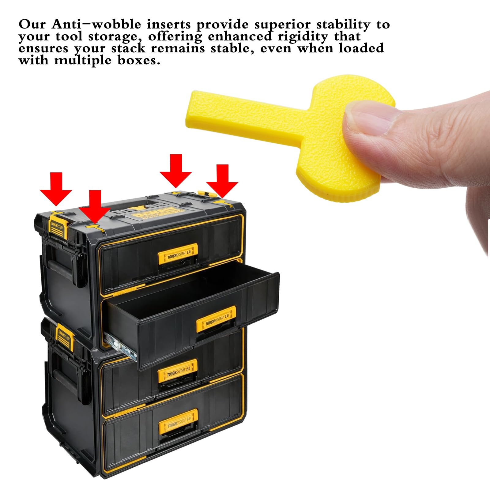 LUAATT Anti Wobble Inserts Compatible For Dewalt Toughsystem 2 0 Tool Storage Drawer Boxes 4 Pack Key Inserts Help Improving Stability Yellow Amazon