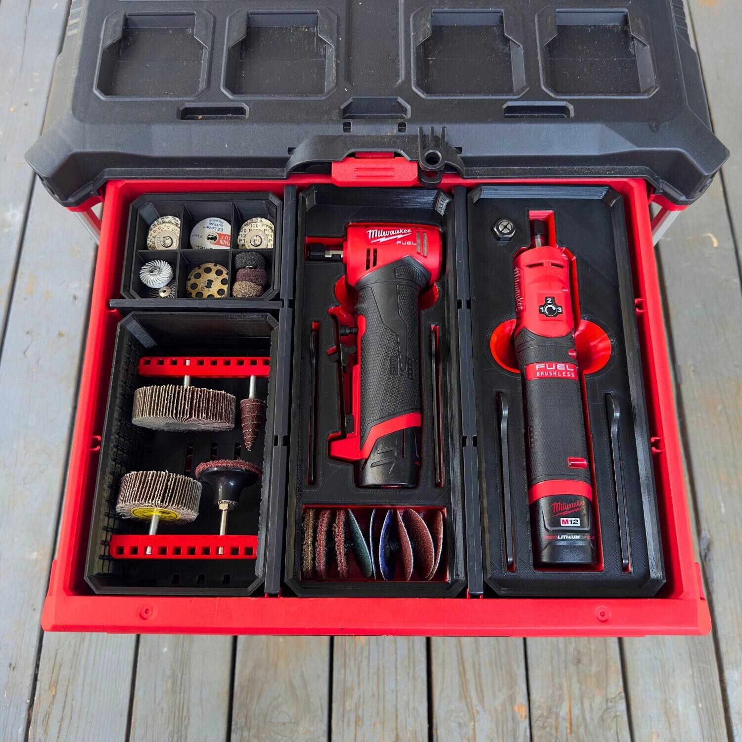 M12 Die Grinders Ultimate Organization Inserts Kit Milwaukee PACKOUT 2 drawer Etsy