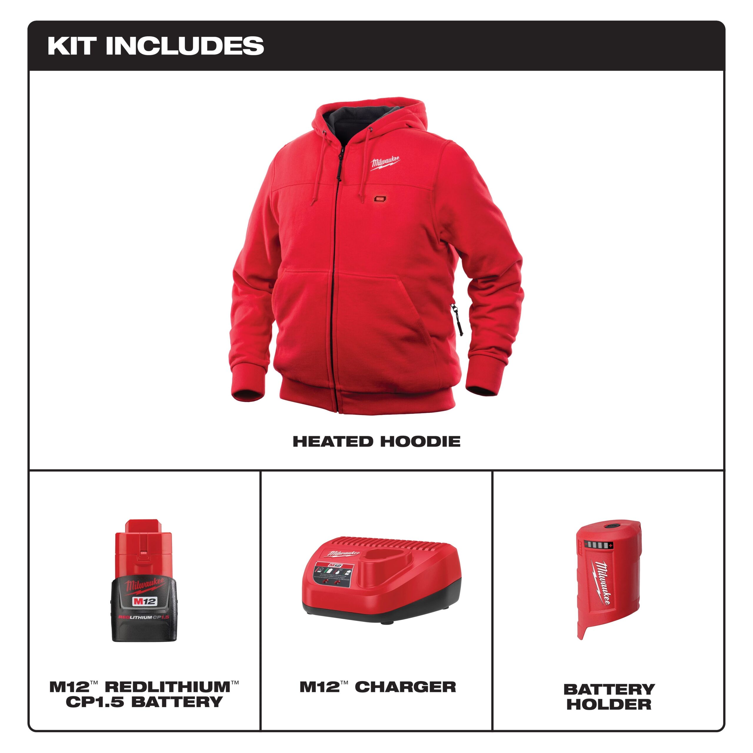 M12 Heated Hoodie Kit L Red IntegriBilt