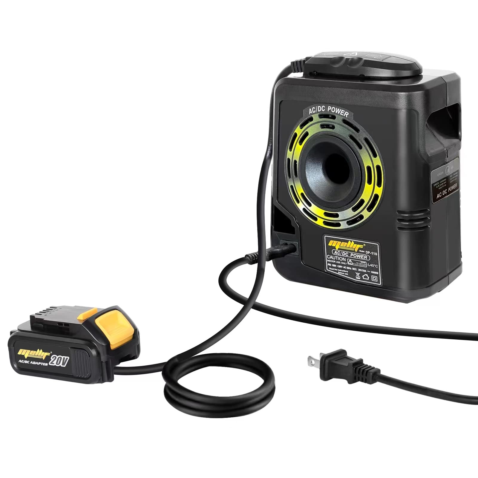 Mellif 20V Corded Adapter AC Power Adapter For Dewalt 20V Max 100W Tools AC 110V To DC 20V Step Down Voltage Converter Replaces For 20v Battery Battery And Tool NOT Included 