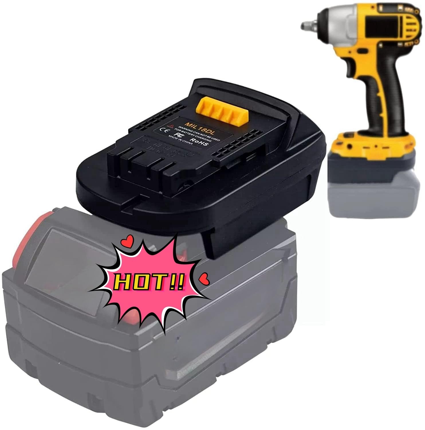 MIL18DL Adapter For Milwaukee To For Dewalt Battery For Milwaukee M18 18V Lithium Battery Convert To For Dew 20V MAX XR Lithium Batteries Power For Dewalt 20V Cordless Tools Amazon
