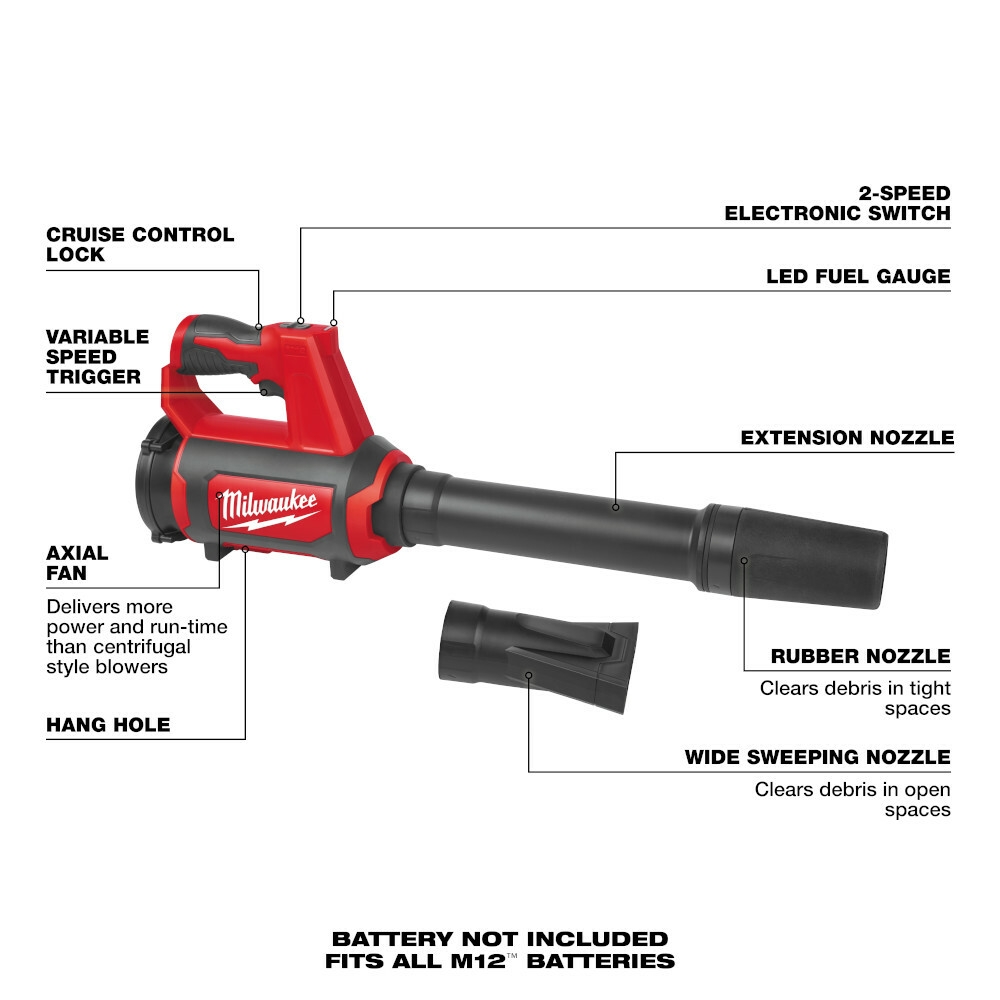 Milwaukee 0852 20 M12 Compact Spot Leaf Blower TOOL ONLY EBay