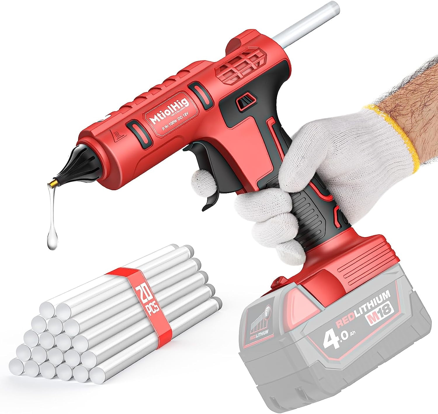 Milwaukee 18V Battery Cordless Hot Glue Gun With 20 0 43 Glue Sticks Tool Only Walmart