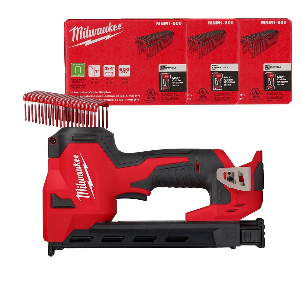 Milwaukee 2448 20 M12 12V Li Ion Cable Stapler W 1800 Staples Bare Tool EBay