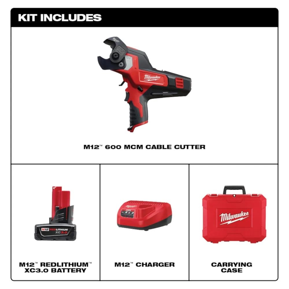 Milwaukee 2472 21XC M12 600 Mcm Cable Cutter Kit Wire Cutters Amazon