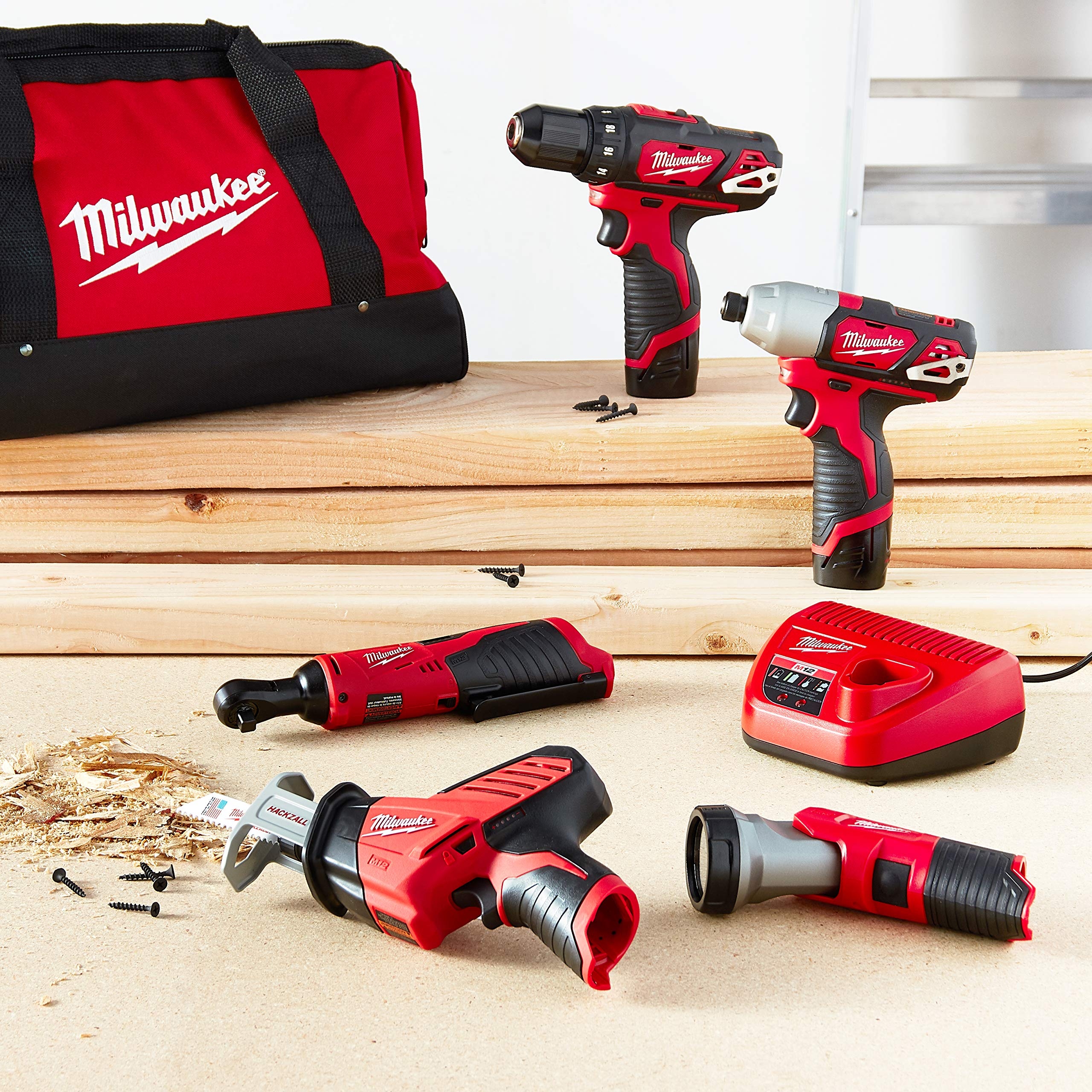 Milwaukee 2498 25 M12 Cordless Lithium Ion 5 Tool Combo Kit Amazon